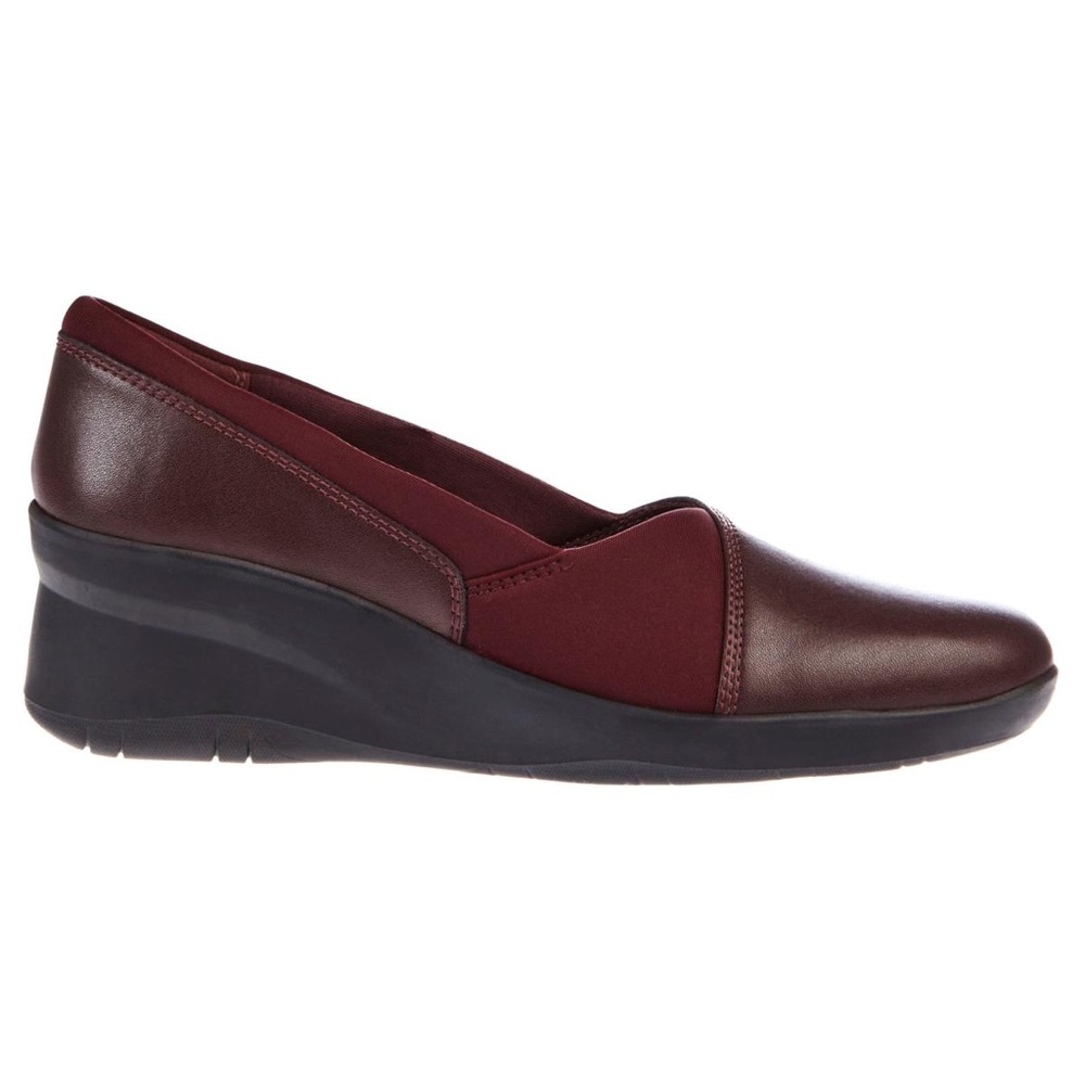 Clarks Collection SUTTYN WALK Burgundy Leather Wedge Slip-On SZ 9.5M L/N $80 - Picture 2 of 15